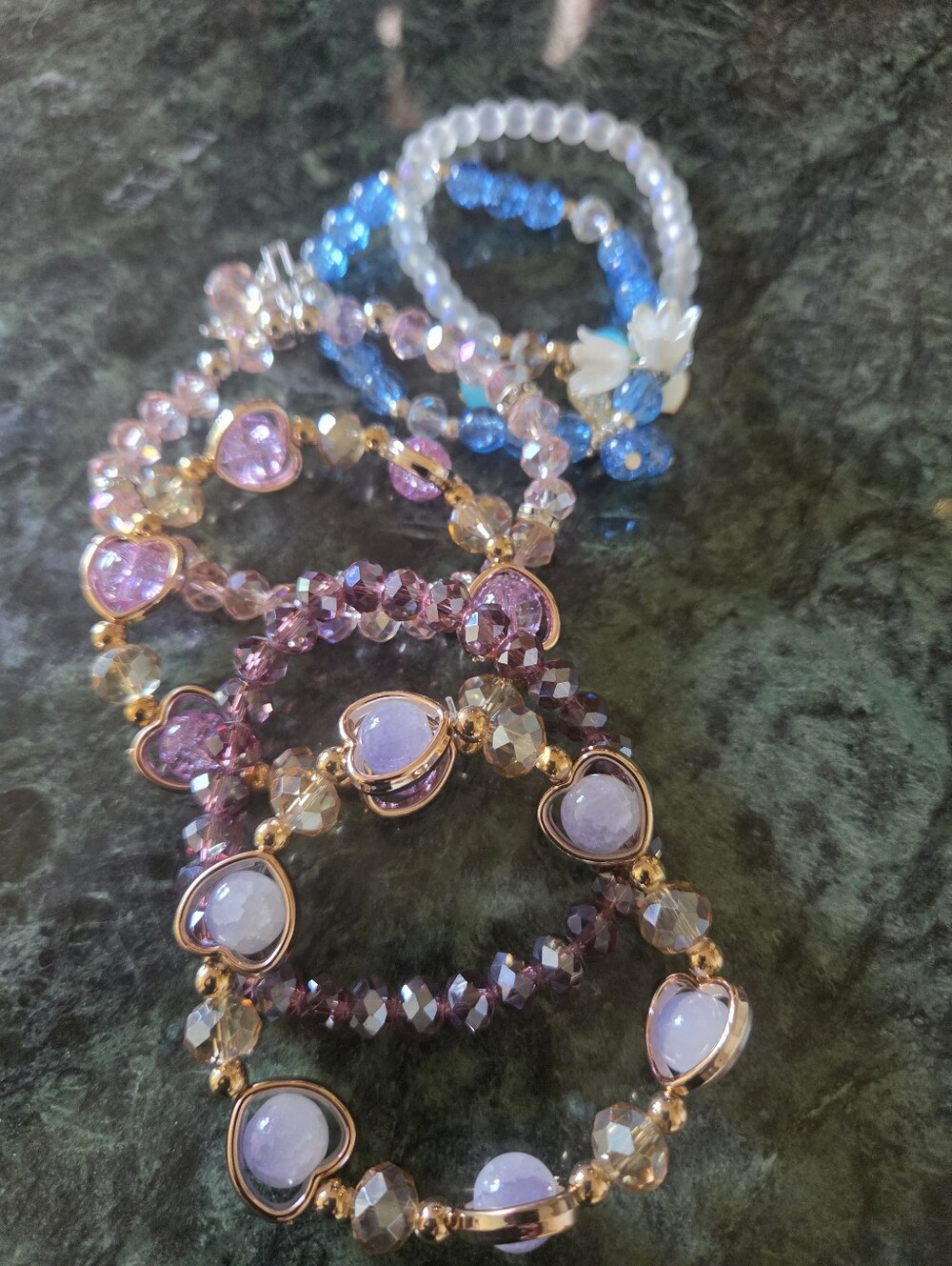 Handcrafted Bling Stretch Bracelets Set Of 6